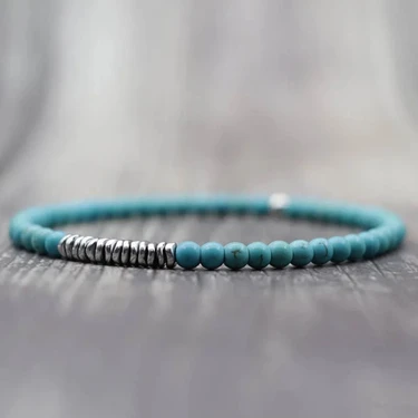 Perlavita Firuze Hematit Bileklik - El Yapımı Unisex Takı