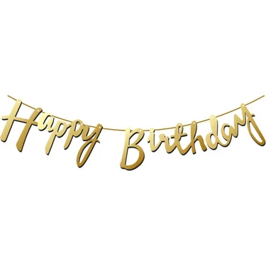 Çıtı Pıtı Store Karton Duvar Yazısı Metalize Happy Birthday Yazılı Uzar Set 98 cm