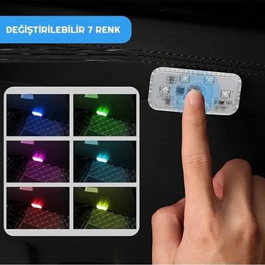 Hubstein 7 Renk Değişebilen Dokunmatik Sensörlü Mini 6 LED Lamba USB Şarj Edilebilir Mıknatıslı