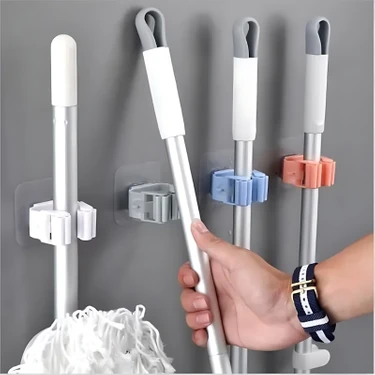 Cocoloco Home 4 Adet Paspas Süpürge Fırça ve Mop Askısı Tutucu Duvara Yapışkanlı