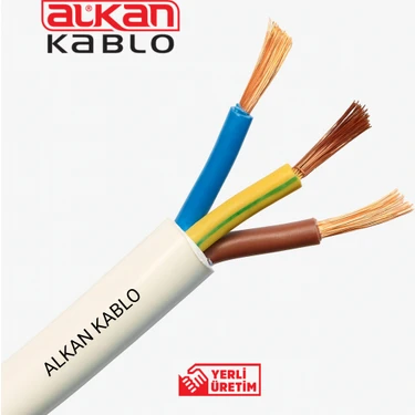 Alkan 3x2,5 Mm² H05VV-F Ttr Kablo Beyaz (%100 Bakır) 5