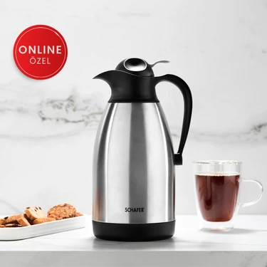 Schafer Kitchen House 2 Litre Çelik Termos-Inox Sıcak ve Soğuk İçecekler için 12 Saat