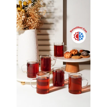Vienev 6lı Isıya Dayanıklı Borosilikat Cam Kupa