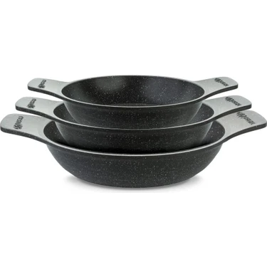 Thermoad Döküm Saplı Güveç Sahan Set |3 Parça |Gri
