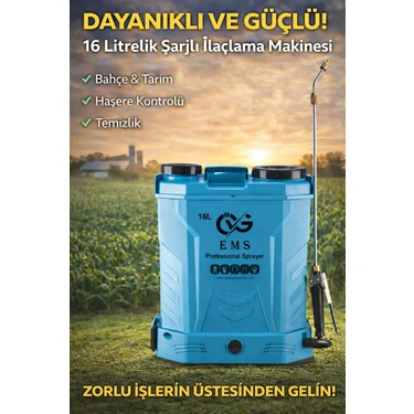 Övg Ems 16 Lt Şarjlı Akülü Professional Sırt Tipi Makina ( Yedek