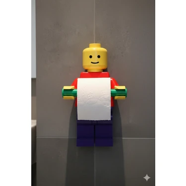 Öztürk Makine Tuvalet Kağıdı Tutucu Tuvalet Kağıtlığı - Büyük Boy -Lego Adam Tuvalet Kağıdı
