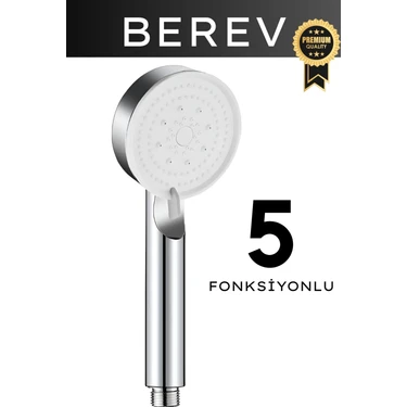 Berev  Krom 5 Fonksiyonlu Yüksek Basınçlı Ayarlanabilir Duş