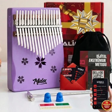 Midex KLX-870 Mor Ahşap Kalimba 17 Tuşlu Full