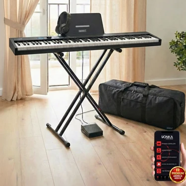 Midex PLX-100BK-ST Taşınabilir Dijital Piyano Tuş Hassasiyetli 88 Tuş Bluetooth Şarjlı (Stand