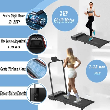 Cosfer  2 Hp Yürüyüş ve Koşu Bandı Katlanabilen 130 Kilo Taşıma Kapasiteli 1-12 Km Hız