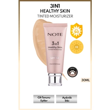 Note Cosmetics 3 in 1 Healthy Skin Tinted Moisturizer SPF 50 Renk Ton Eşitleyici Krem - 10
