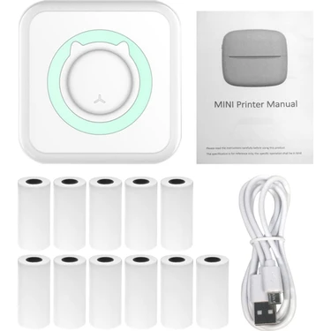 Fun Print Mini Akıllı Bluetooth Termal Yazıcı 200dpi, 57mm Kağıt, 10 Rulo, Taşınabilir Foto ve Not